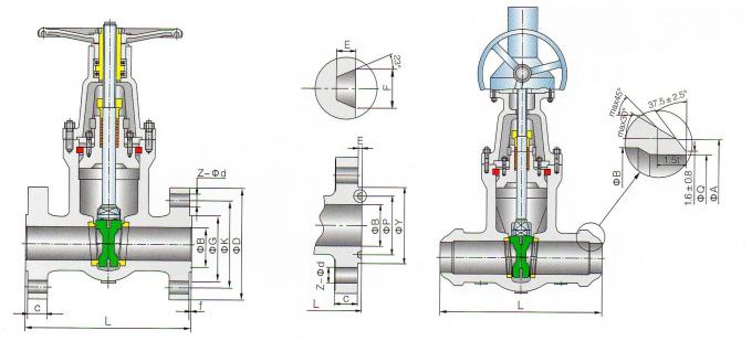 A válvula de porta do aço de molde da selagem da pressão dimensiona o desenho para 1500LB-2500LB