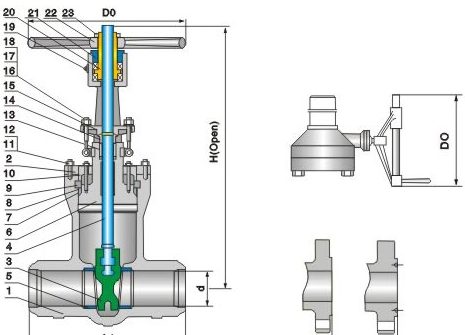 Desenho da válvula de porta do aço de molde do selo de pressão para 1500LB-2500LB