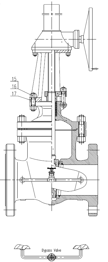 Válvula de porta com o desenho de projeto do desvio