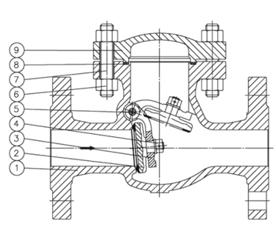 Desenho da válvula de verificação do balanço do ruído